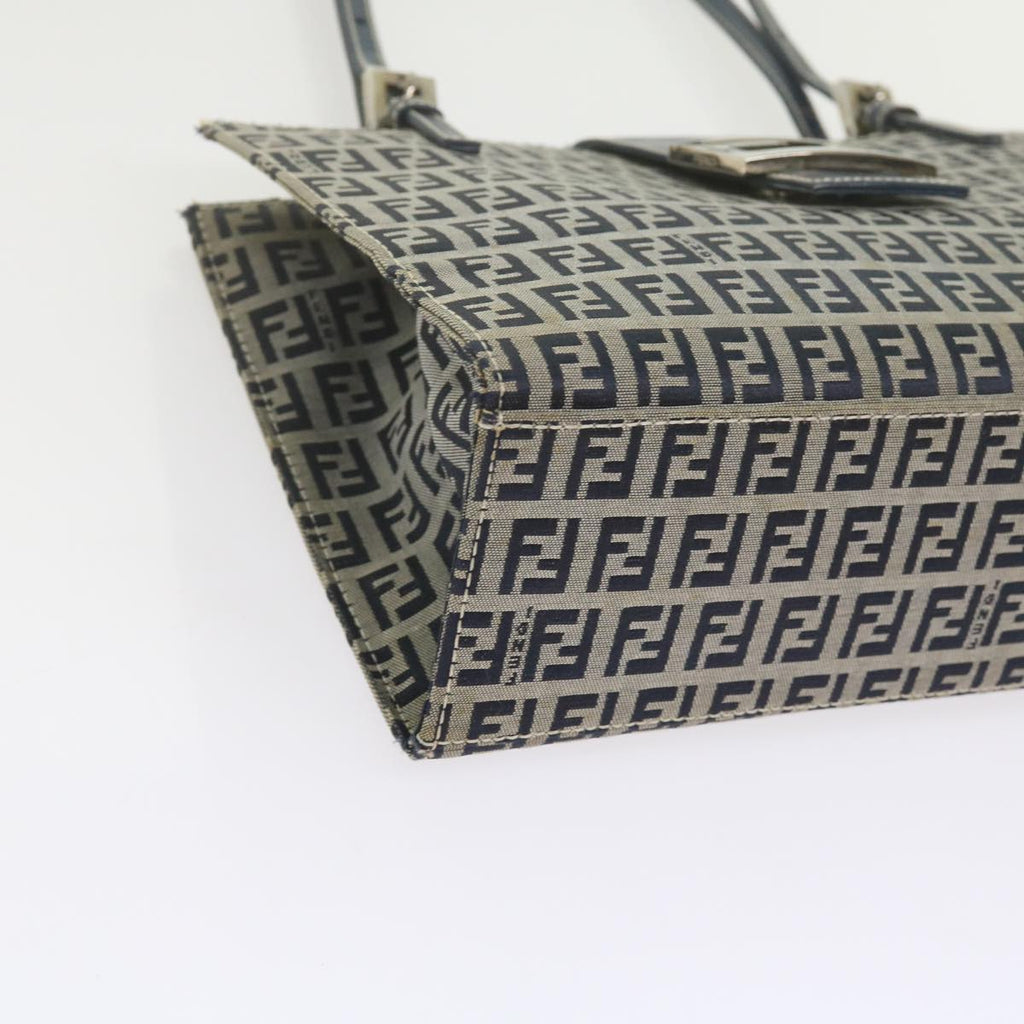 FENDI Zucchino Canvas Mamma Baguette Shoulder Bag Navybs11001