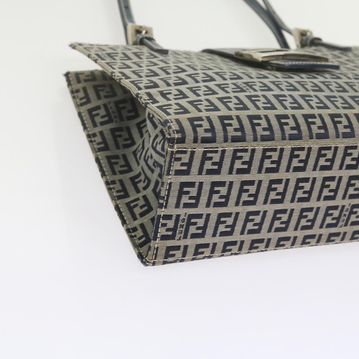 FENDI Zucchino Canvas Mamma Baguette Shoulder Bag Navybs11001