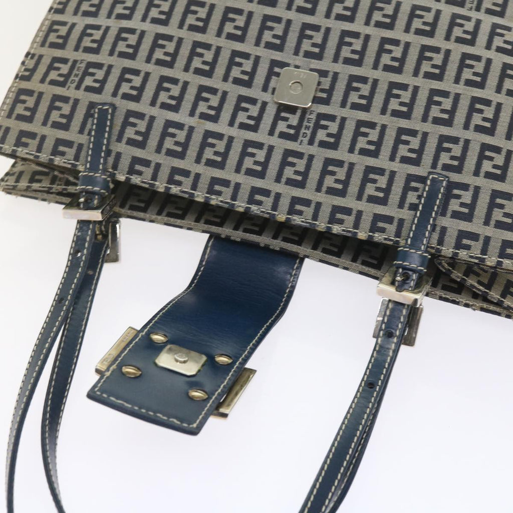 FENDI Zucchino Canvas Mamma Baguette Shoulder Bag Navybs11001