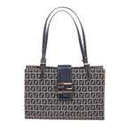 FENDI Zucchino Canvas Mamma Baguette Shoulder Bag Navybs11001