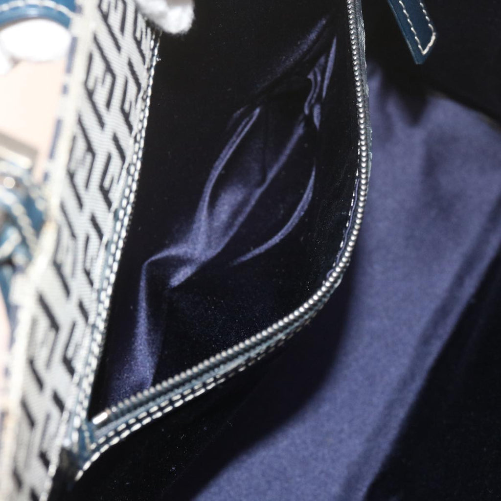 FENDI Zucchino Canvas Mamma Baguette Shoulder Bag Navybs11001