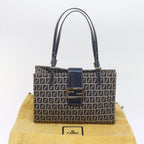 FENDI Zucchino Canvas Mamma Baguette Shoulder Bag Navybs11001