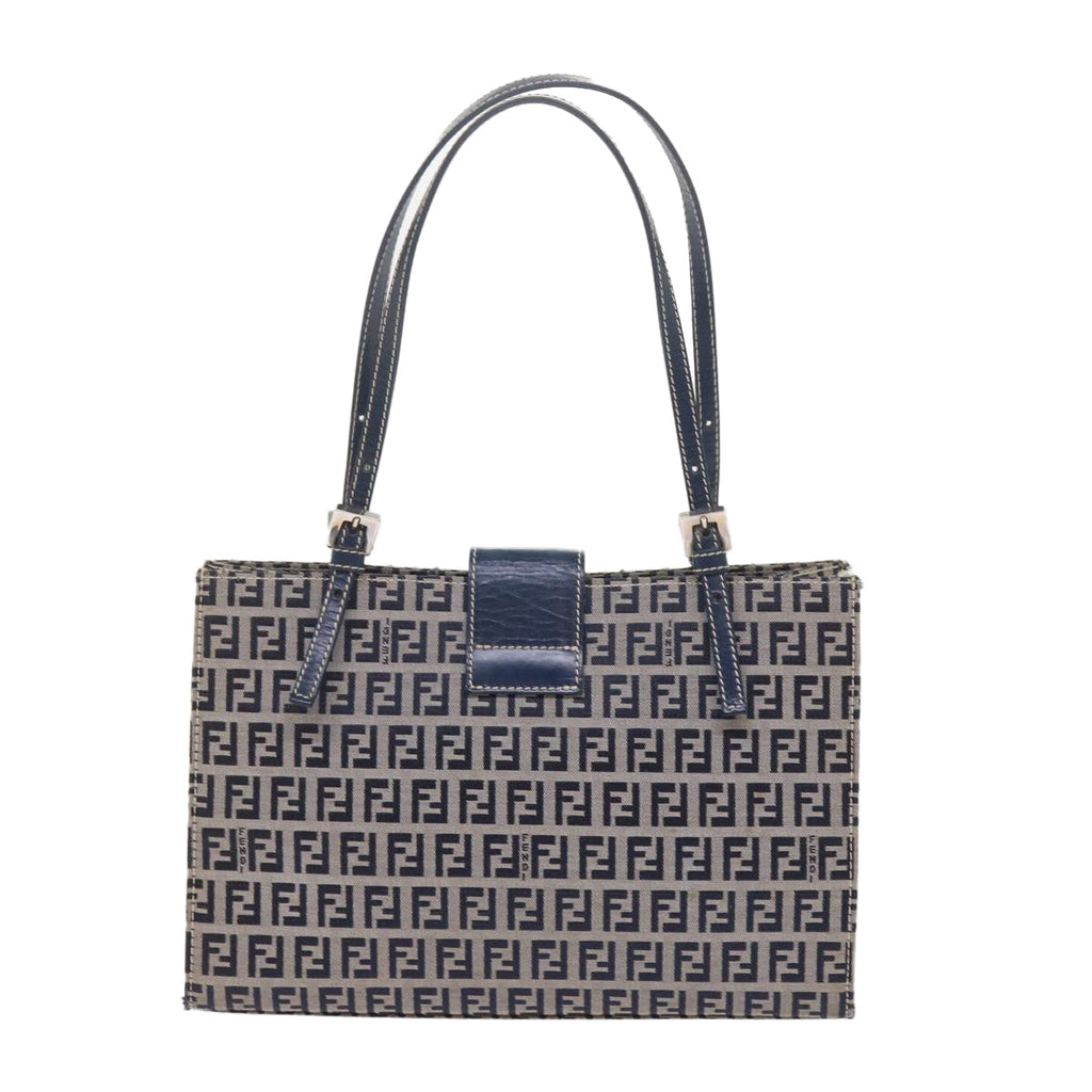 FENDI Zucchino Canvas Mamma Baguette Shoulder Bag Navybs11001