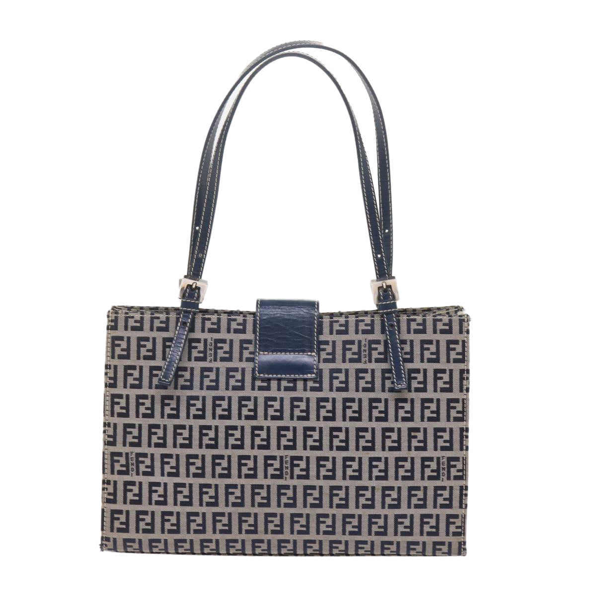 FENDI Zucchino Canvas Mamma Baguette Shoulder Bag Navybs11001