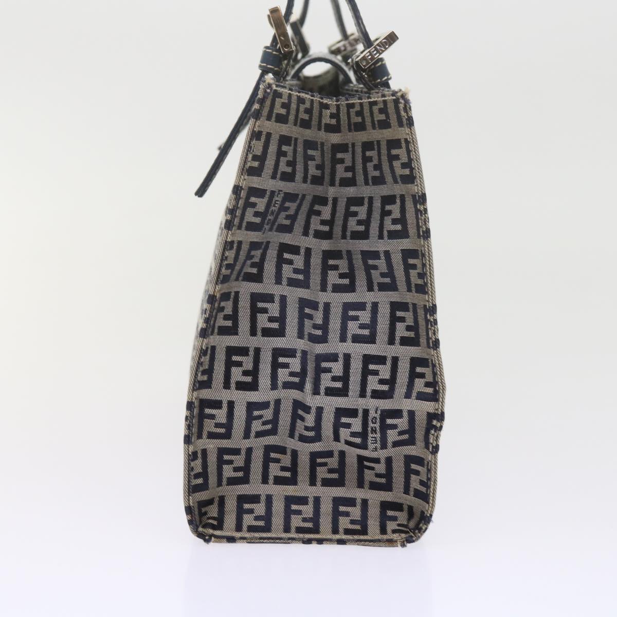 FENDI Zucchino Canvas Mamma Baguette Shoulder Bag Navybs11001