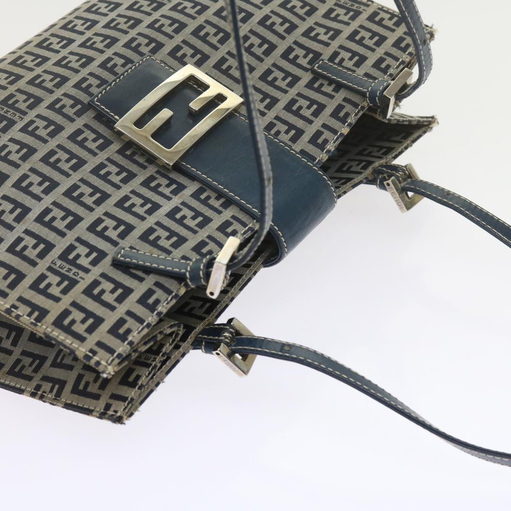 FENDI Zucchino Canvas Mamma Baguette Shoulder Bag Navybs11001
