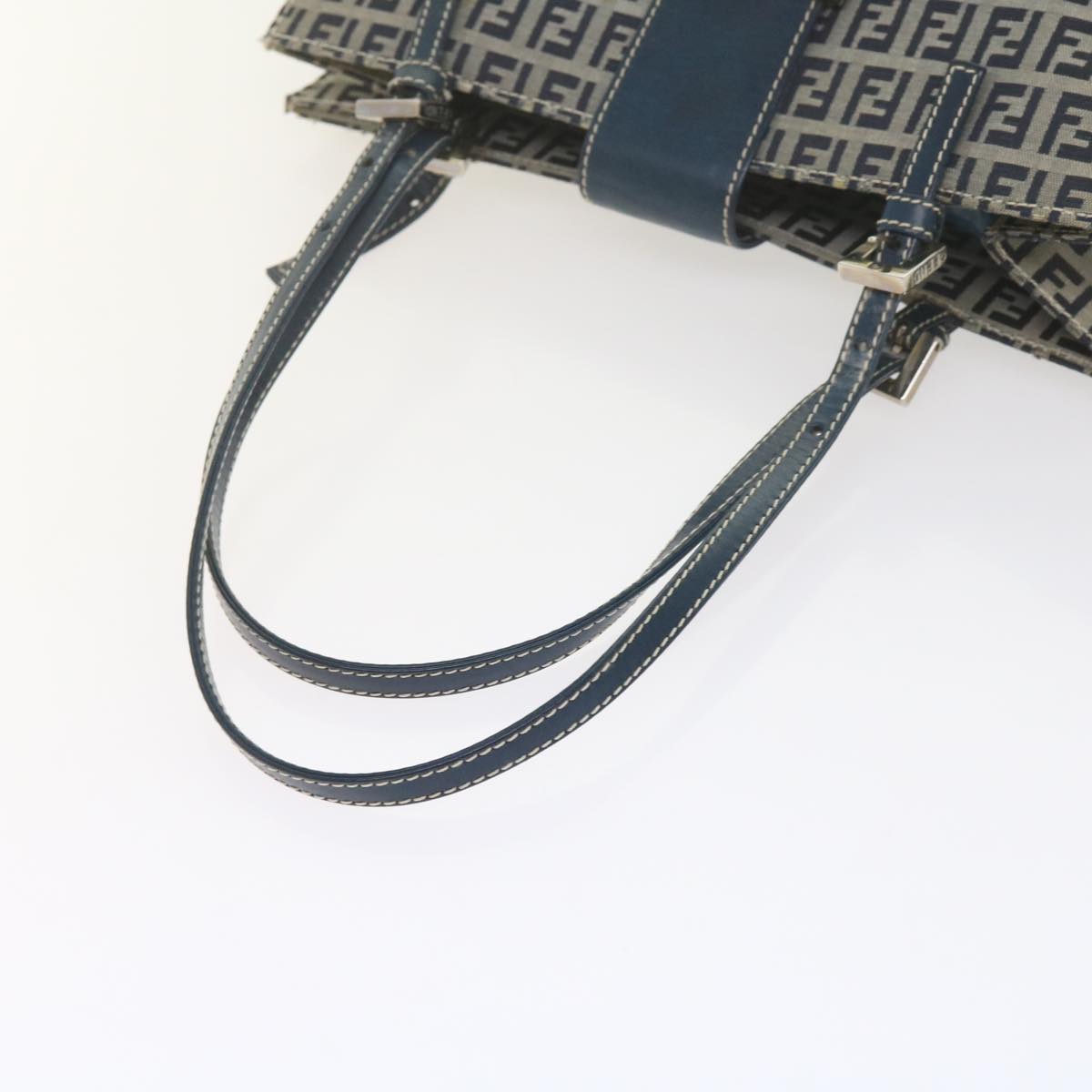 FENDI Zucchino Canvas Mamma Baguette Shoulder Bag Navybs11001