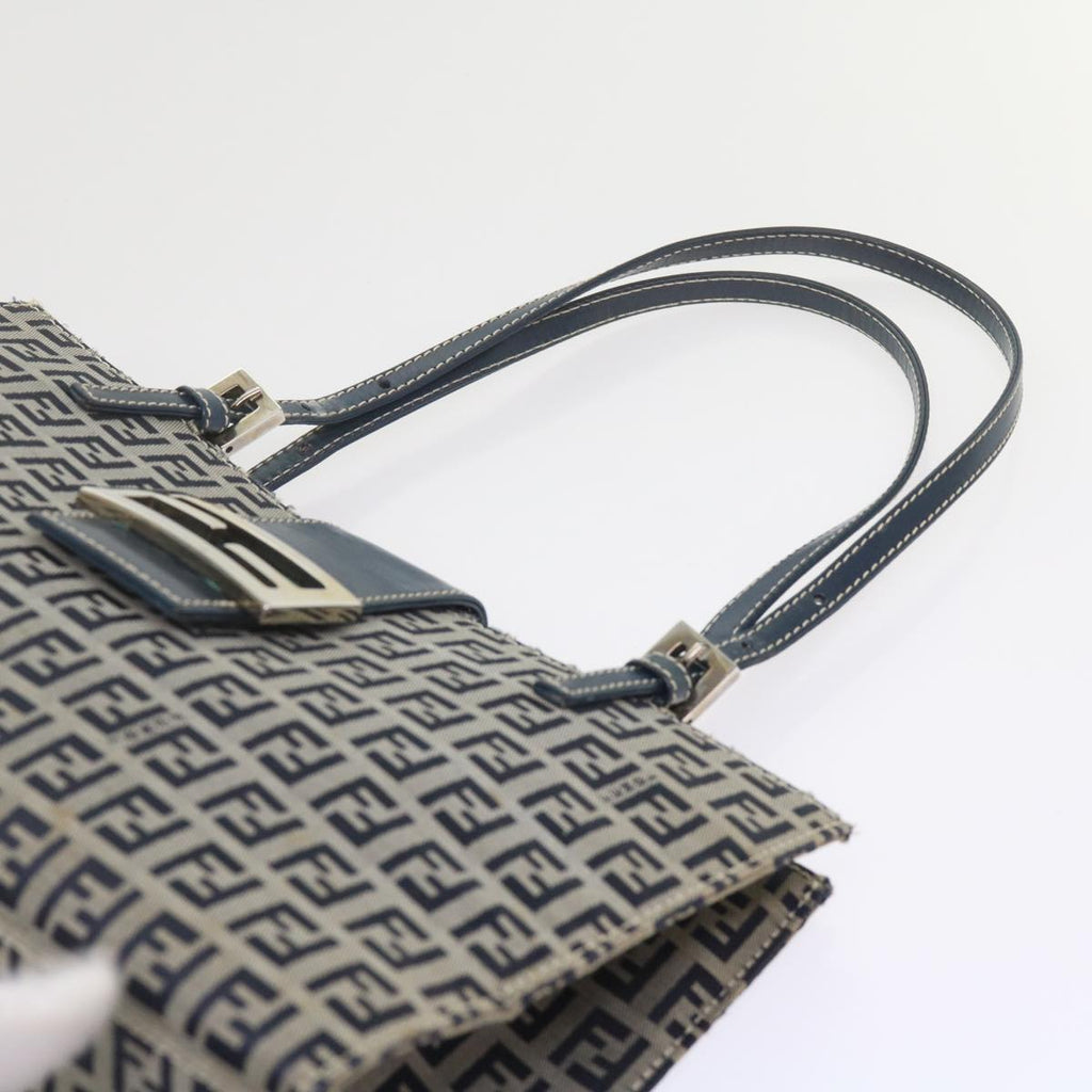 FENDI Zucchino Canvas Mamma Baguette Shoulder Bag Navybs11001