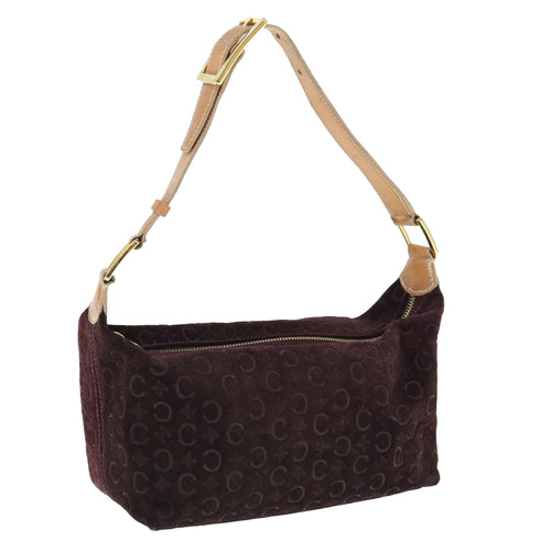 CELINE C Macadam Canvas Shoulder Bag Wine Red  11004