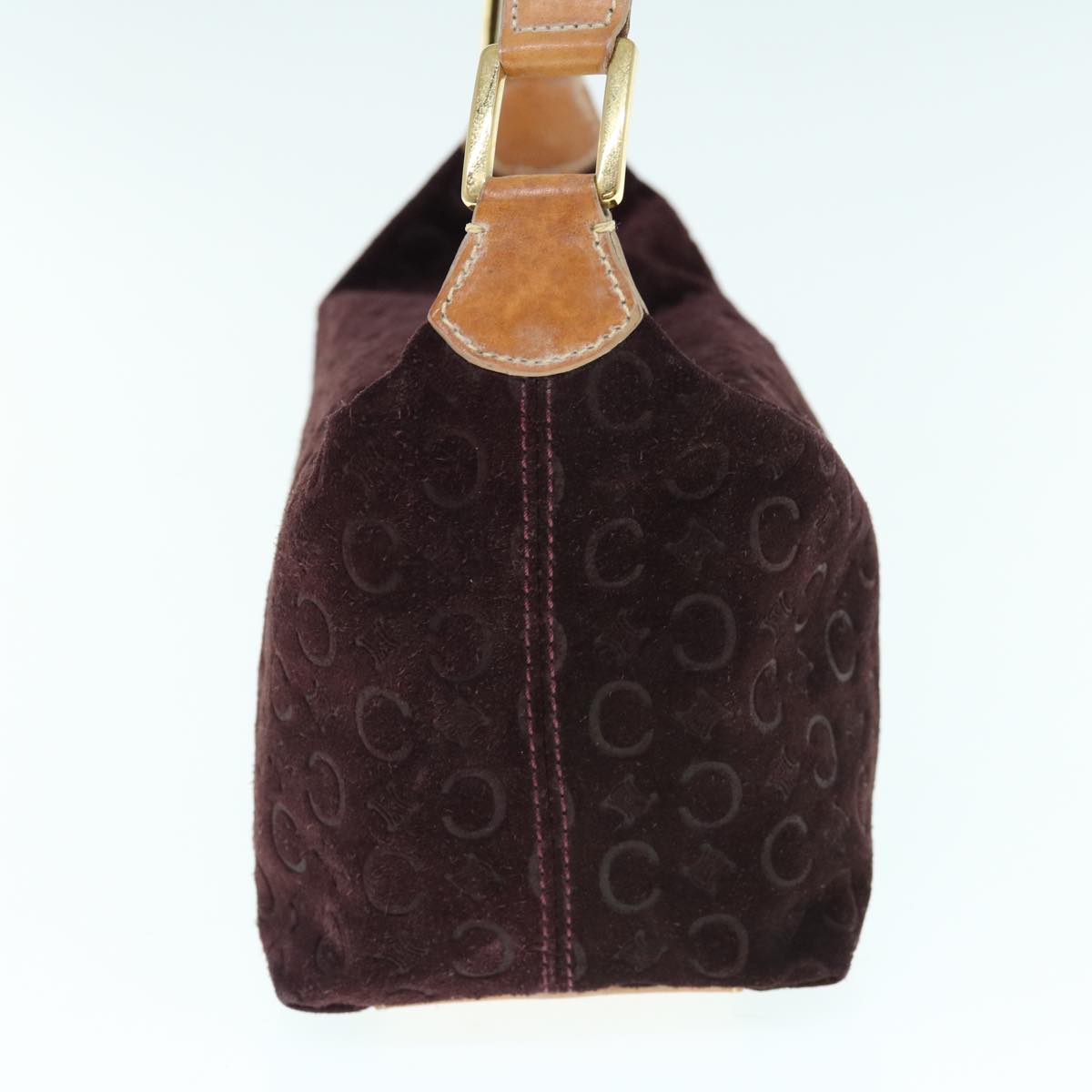 CELINE C Macadam Canvas Shoulder Bag Wine Red  11004