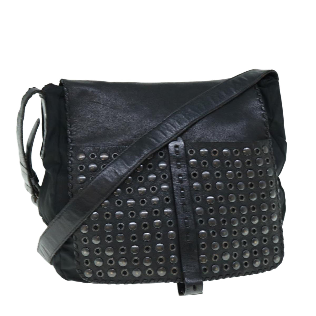 PRADA Shoulder Bag Leather nylon Black  bs11028