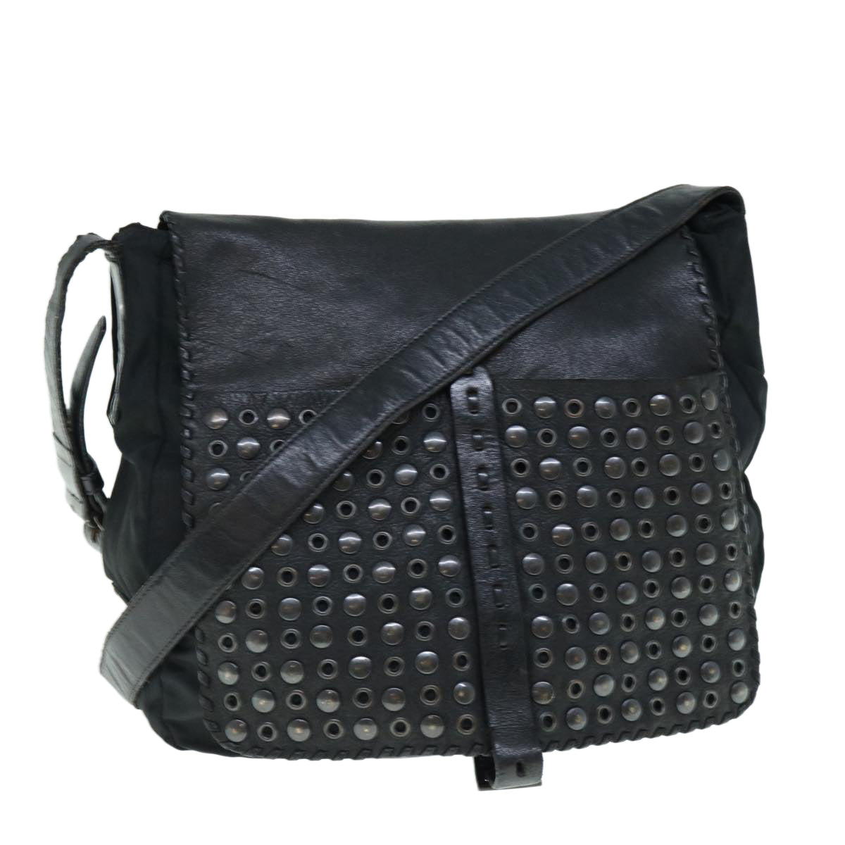 PRADA Shoulder Bag Leather nylon Black  bs11028