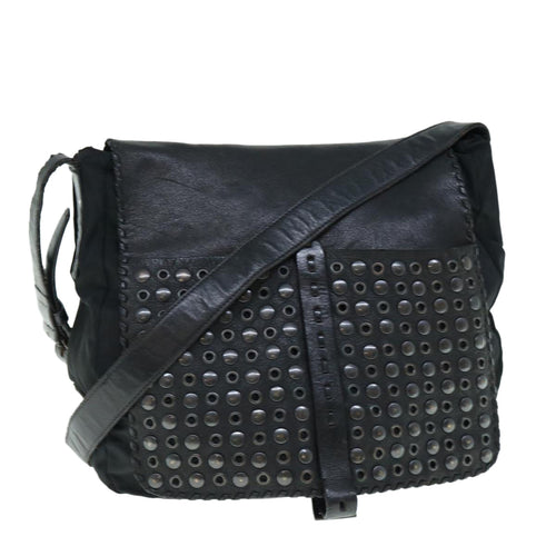 PRADA Shoulder Bag Leather nylon Black  bs11028