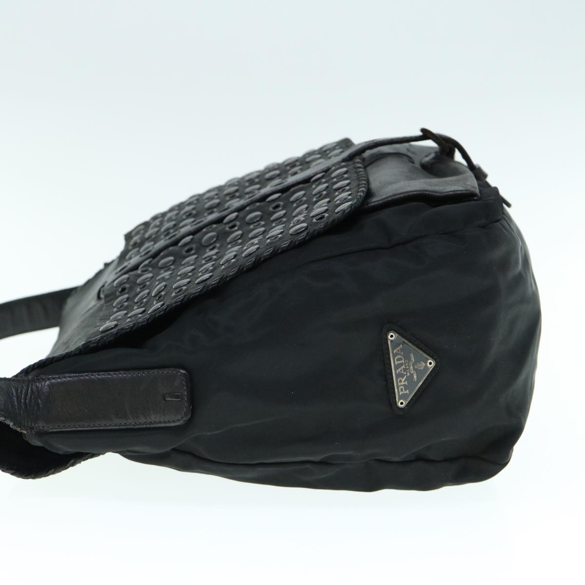 PRADA Shoulder Bag Leather nylon Black  bs11028