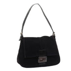 FENDI Mamma Baguette Shoulder Bag Suede Black 2308 26325 089bs11079