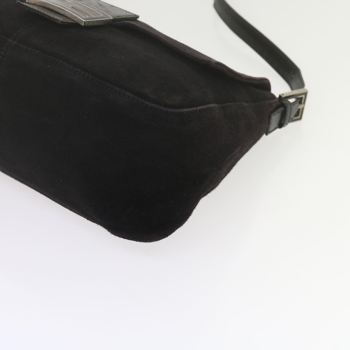 FENDI Mamma Baguette Shoulder Bag Suede Black 2308 26325 089bs11079