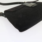 FENDI Mamma Baguette Shoulder Bag Suede Black 2308 26325 089bs11079