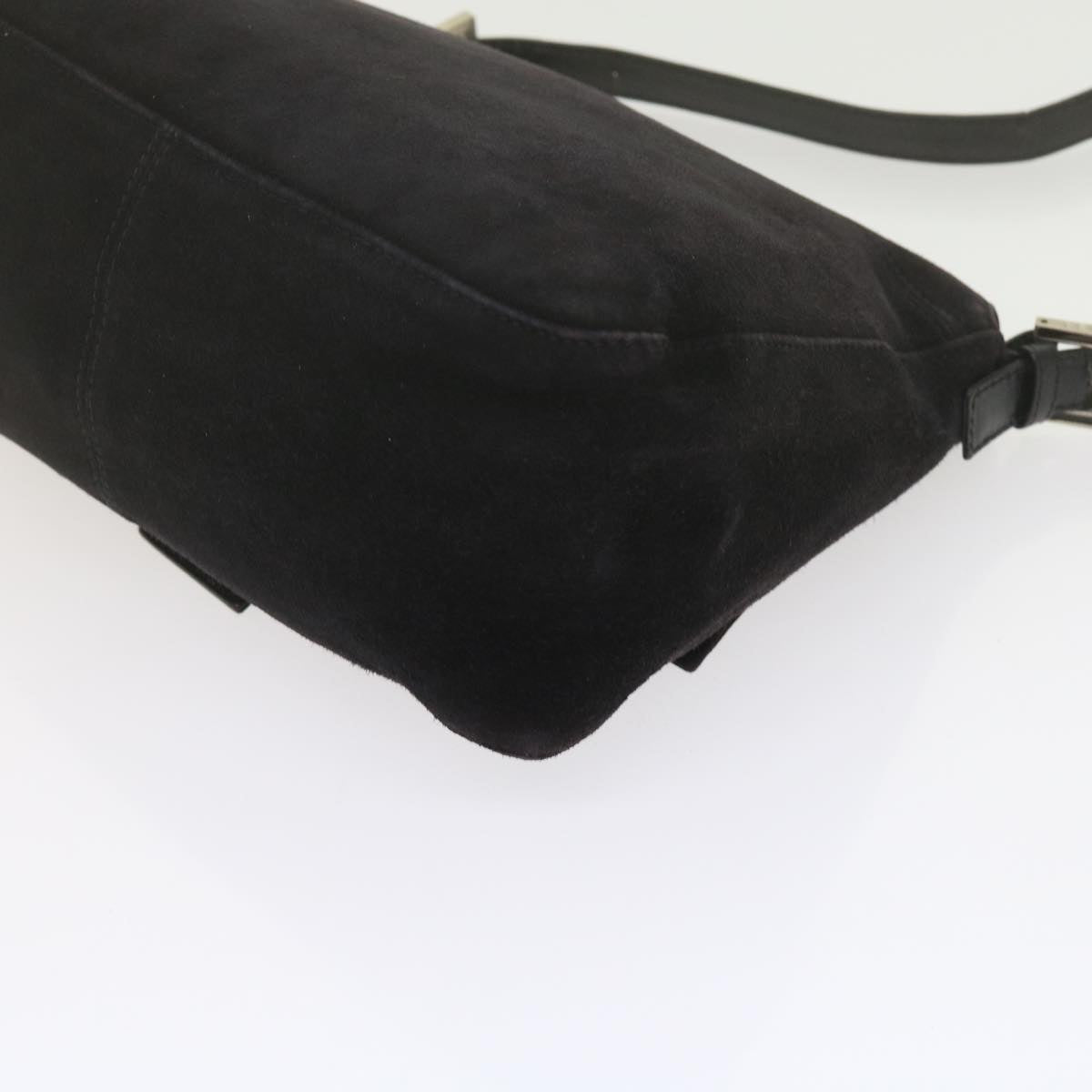 FENDI Mamma Baguette Shoulder Bag Suede Black 2308 26325 089bs11079