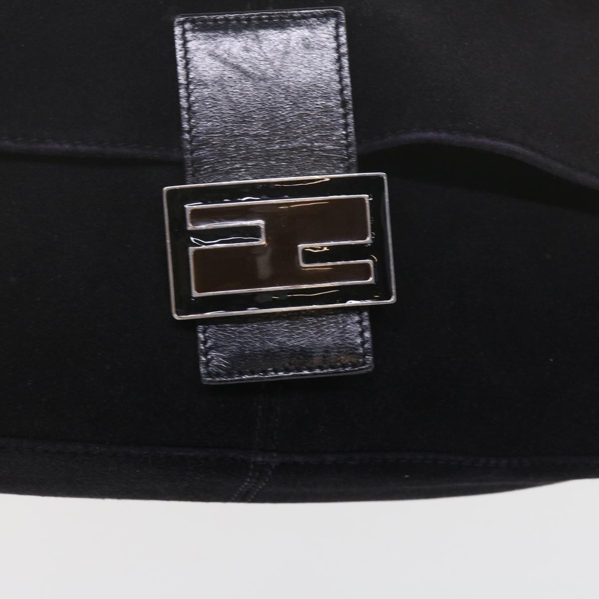 FENDI Mamma Baguette Shoulder Bag Suede Black 2308 26325 089bs11079