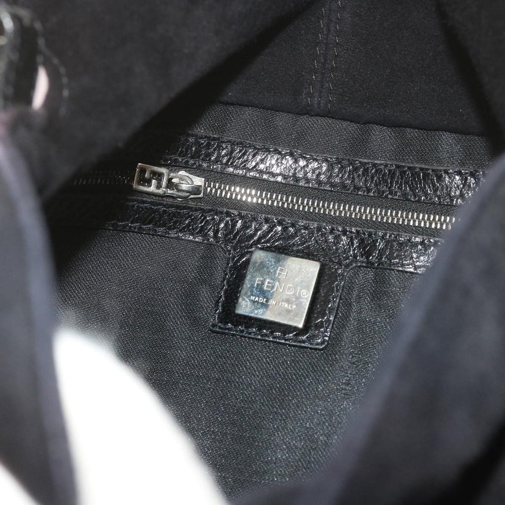 FENDI Mamma Baguette Shoulder Bag Suede Black 2308 26325 089bs11079