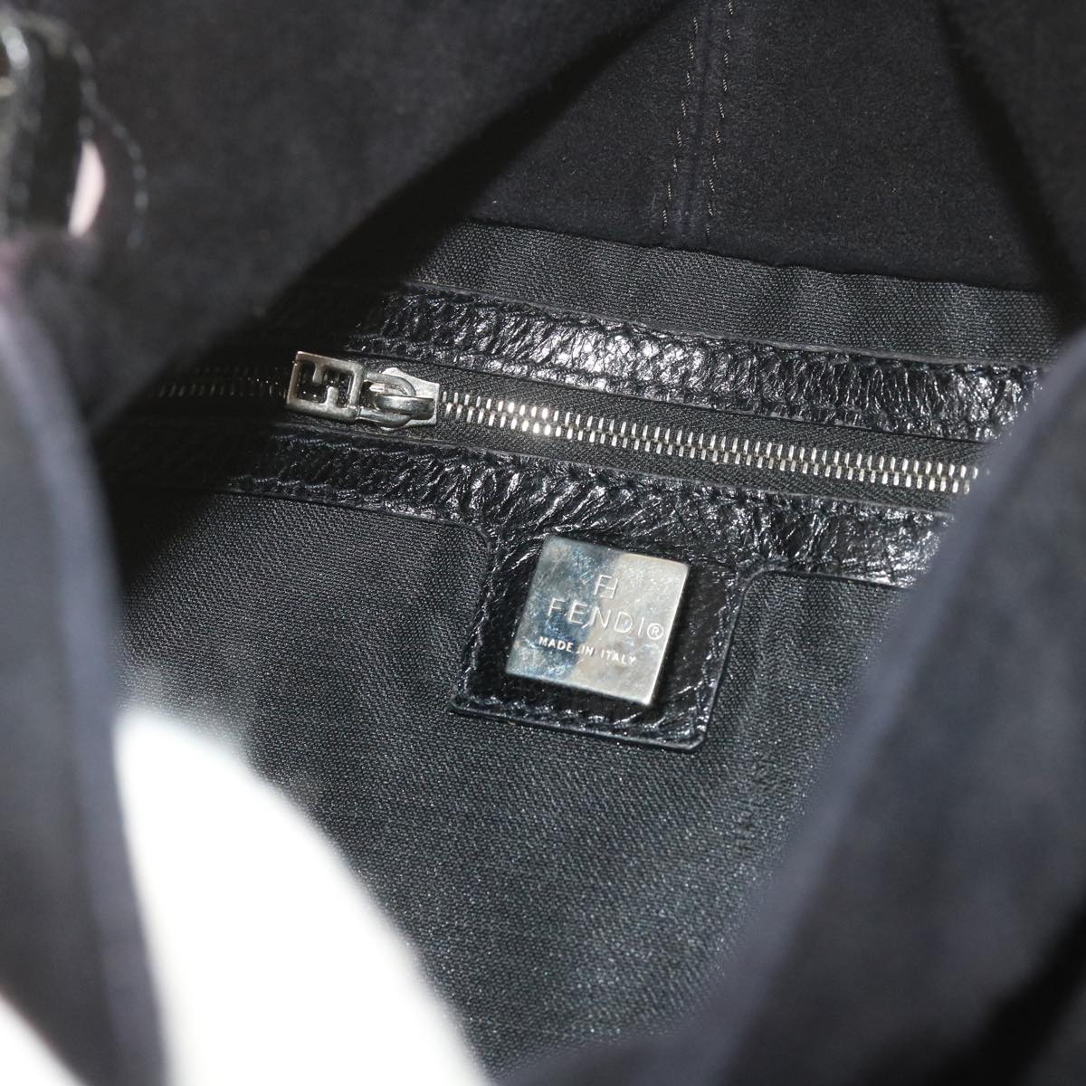 FENDI Mamma Baguette Shoulder Bag Suede Black 2308 26325 089bs11079