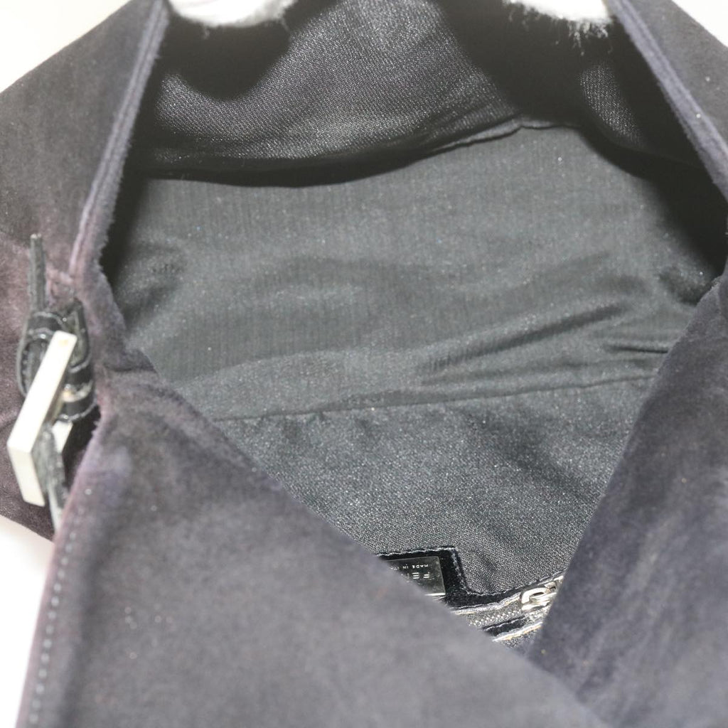 FENDI Mamma Baguette Shoulder Bag Suede Black 2308 26325 089bs11079