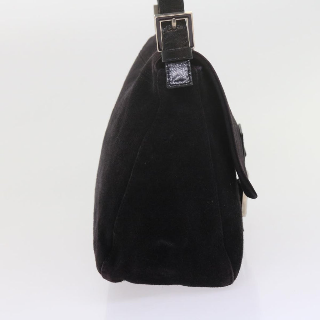 FENDI Mamma Baguette Shoulder Bag Suede Black 2308 26325 089bs11079