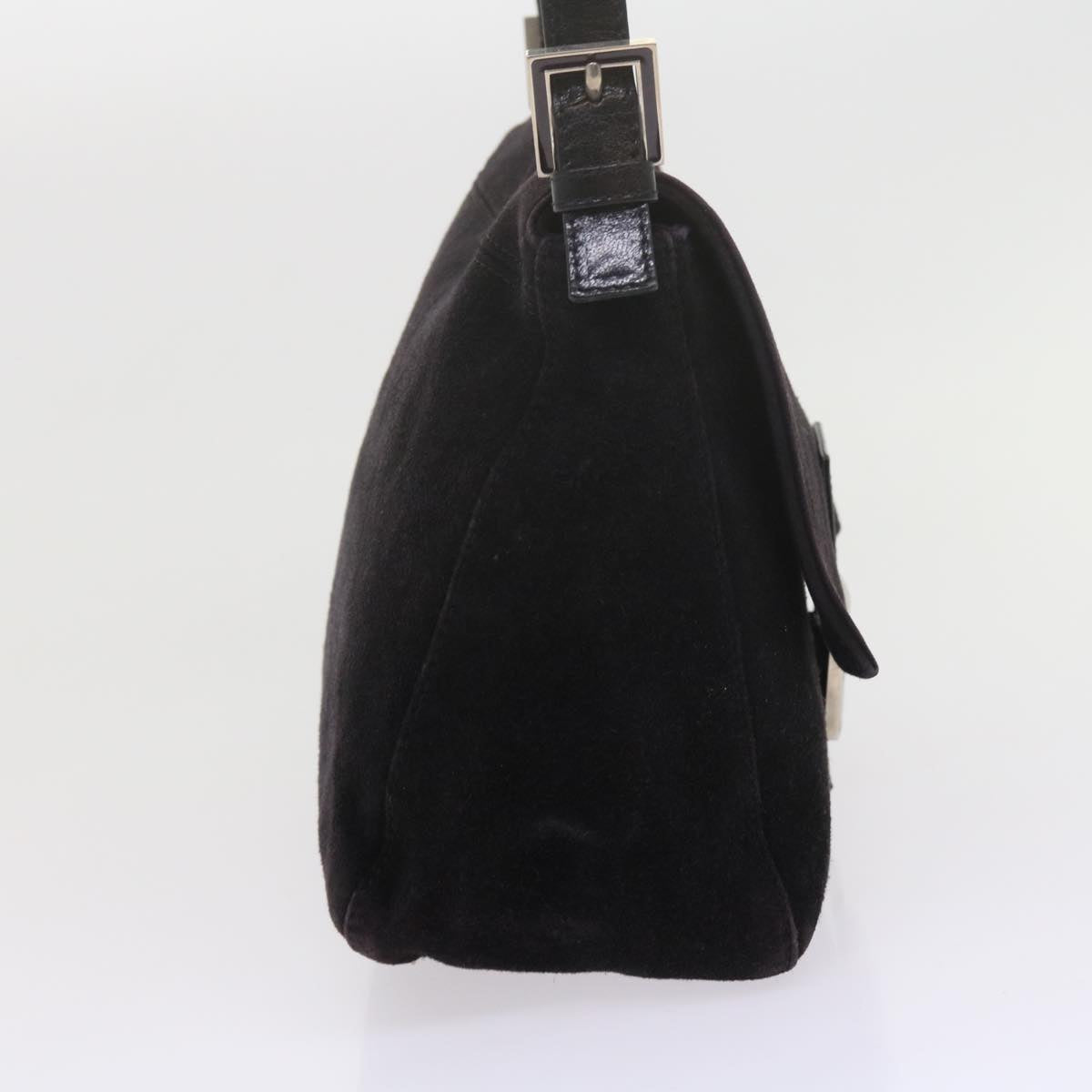 FENDI Mamma Baguette Shoulder Bag Suede Black 2308 26325 089bs11079