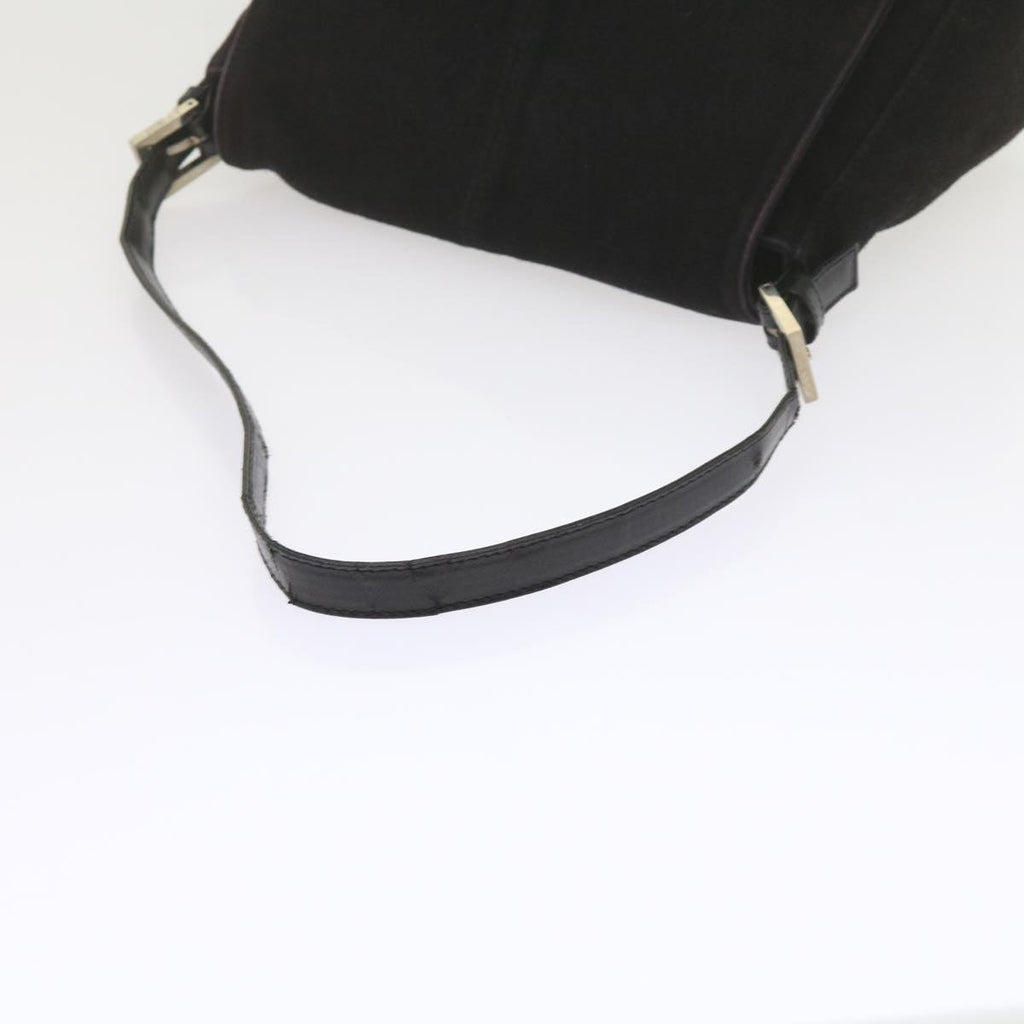 FENDI Mamma Baguette Shoulder Bag Suede Black 2308 26325 089bs11079