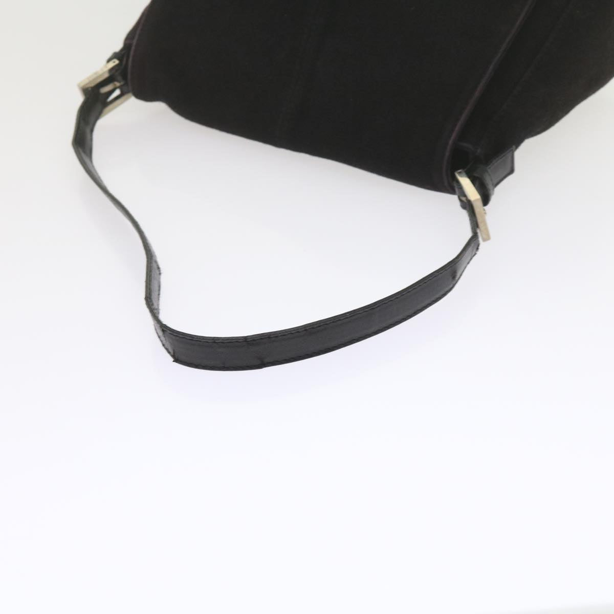 FENDI Mamma Baguette Shoulder Bag Suede Black 2308 26325 089bs11079