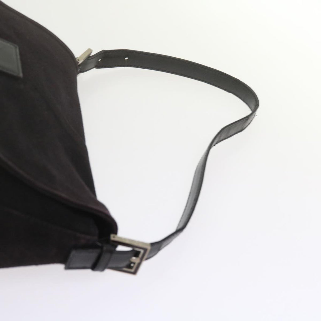 FENDI Mamma Baguette Shoulder Bag Suede Black 2308 26325 089bs11079