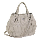 PRADA Hand Bag Leather 2way White  bs11083