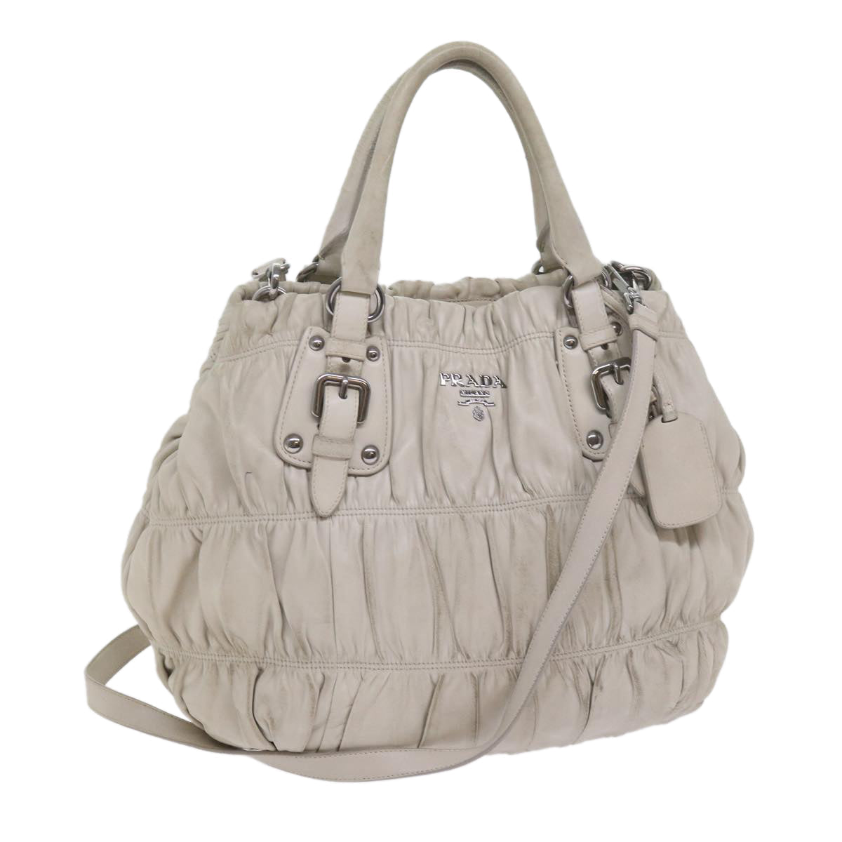 PRADA Hand Bag Leather 2way White  bs11083