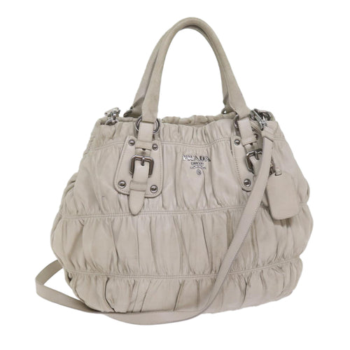 PRADA Hand Bag Leather 2way White  bs11083