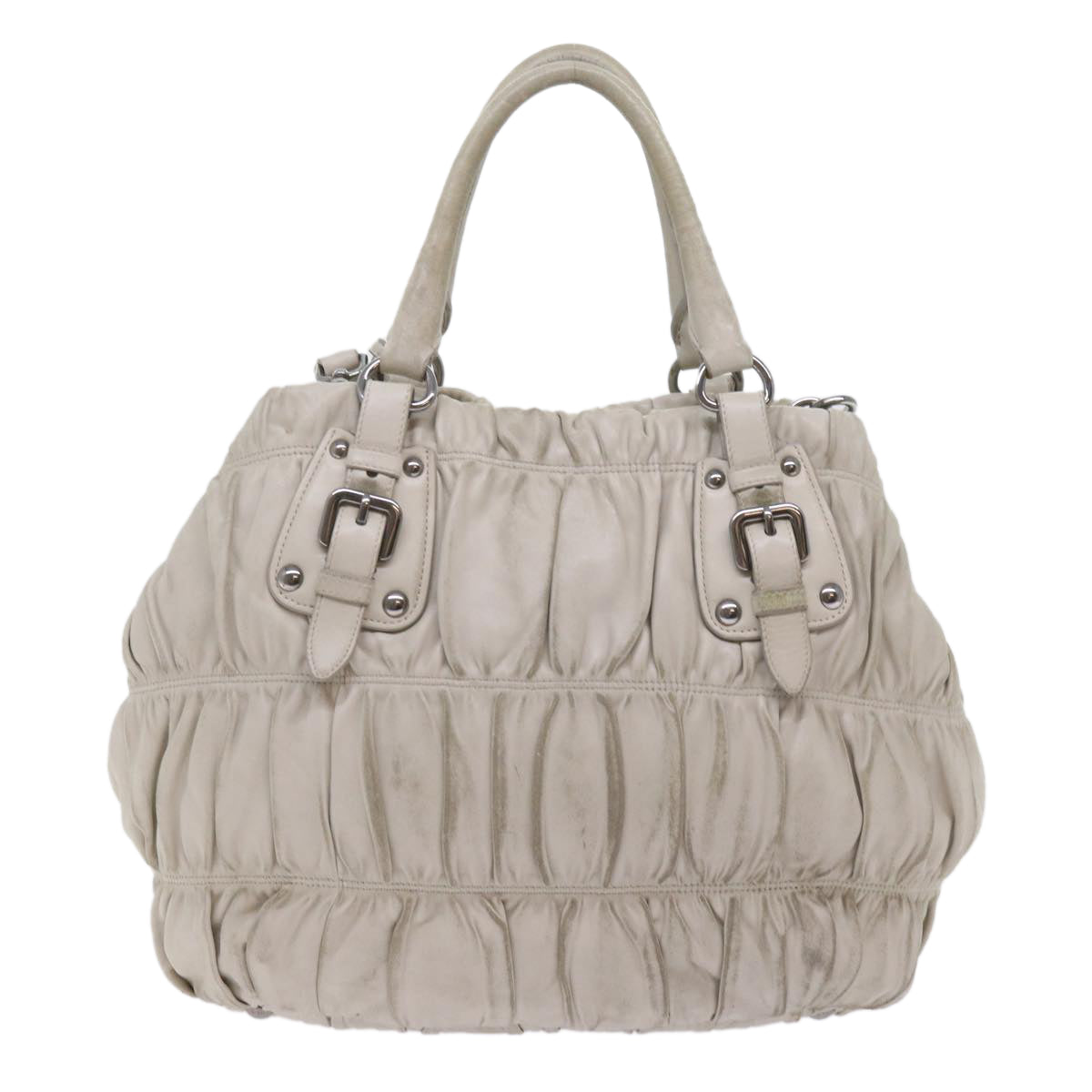 PRADA Hand Bag Leather 2way White  bs11083