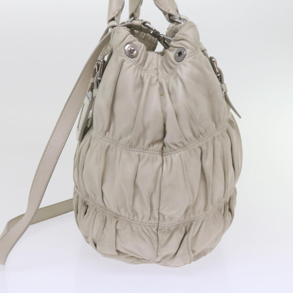 PRADA Hand Bag Leather 2way White  bs11083