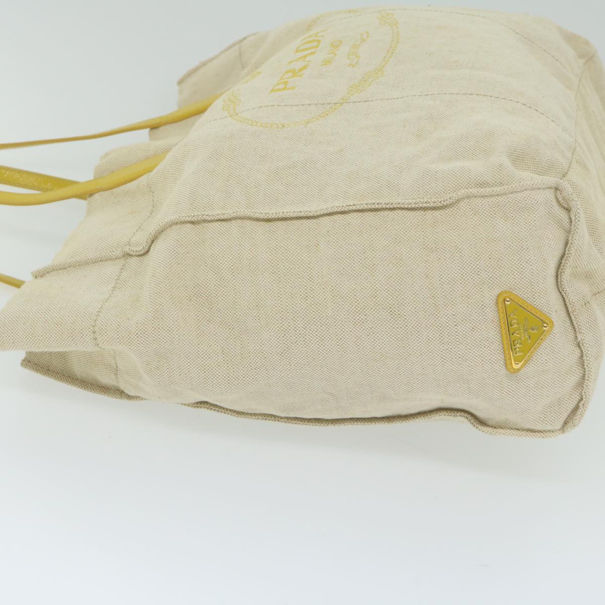 PRADA Tote Bag Canvas Beige Yellow  bs11088