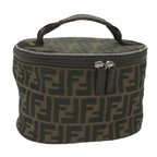 FENDI Zucca Canvas Vanity Cosmetic Pouch Black Brownbs11154