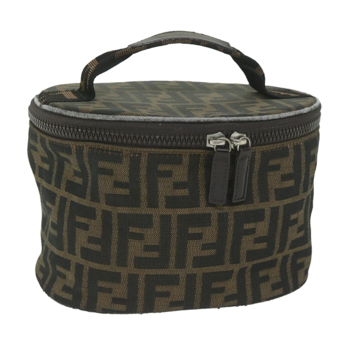FENDI Zucca Canvas Vanity Cosmetic Pouch Black Brownbs11154
