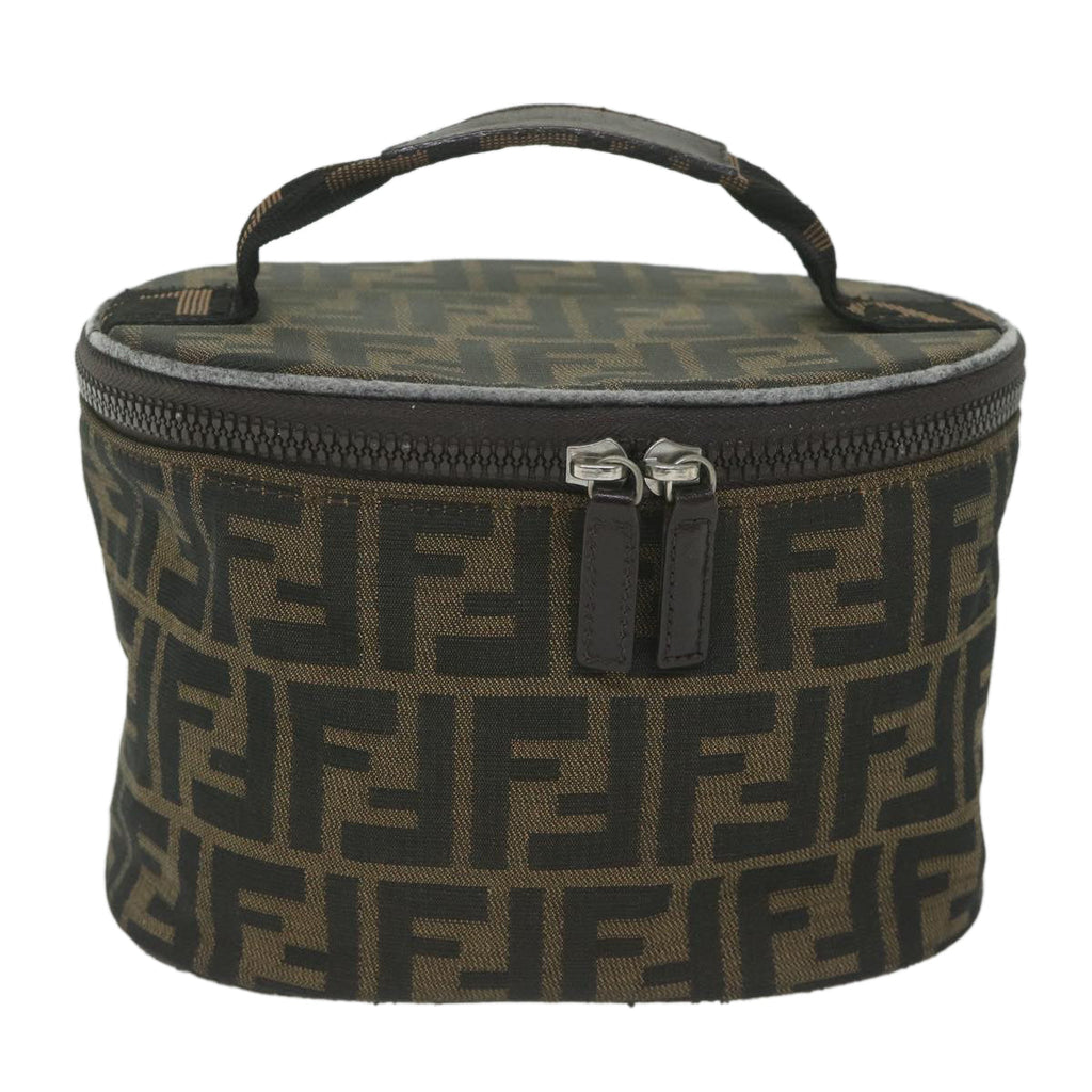 FENDI Zucca Canvas Vanity Cosmetic Pouch Black Brownbs11154