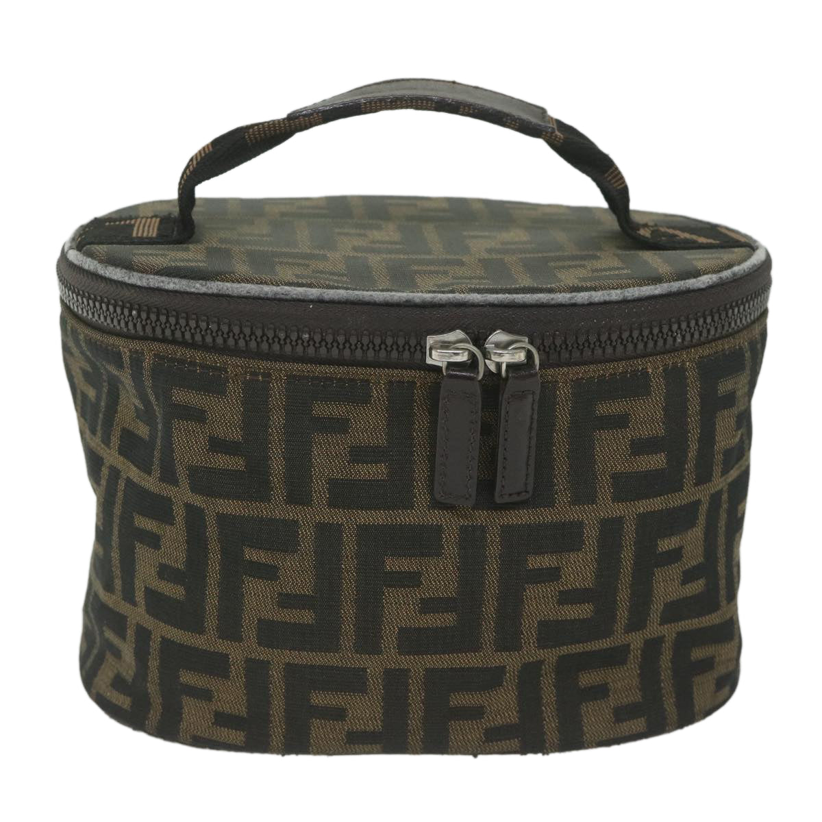 FENDI Zucca Canvas Vanity Cosmetic Pouch Black Brownbs11154