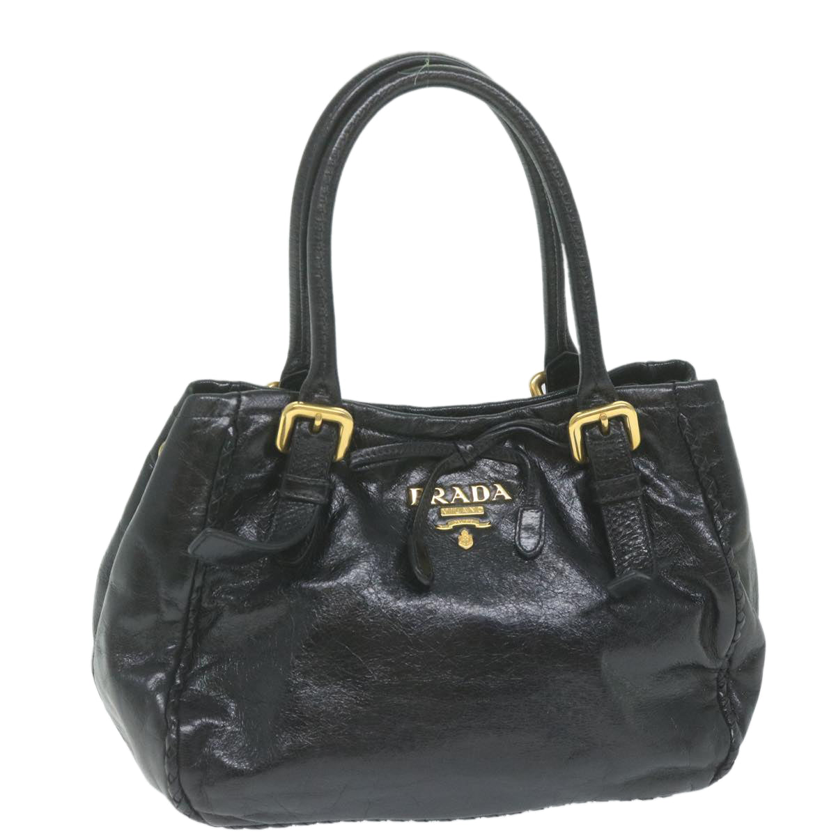 PRADA Hand Bag Leather Black  bs11157