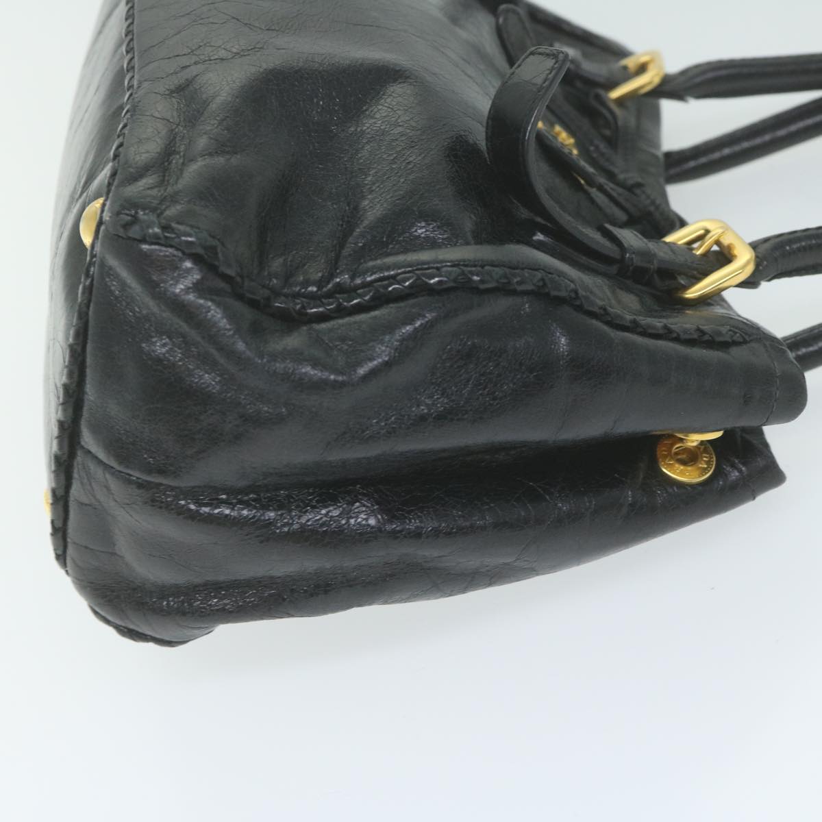 PRADA Hand Bag Leather Black  bs11157