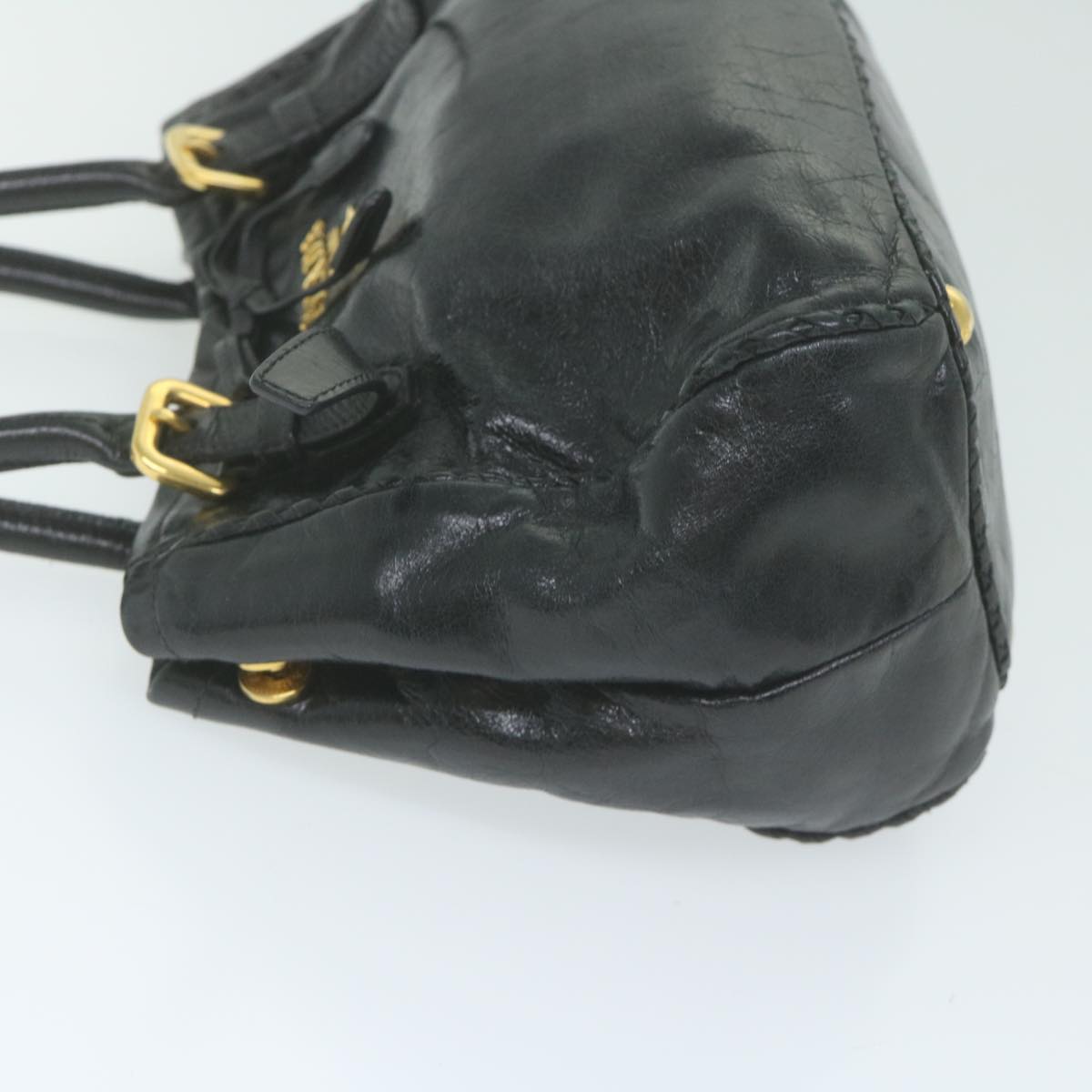 PRADA Hand Bag Leather Black  bs11157