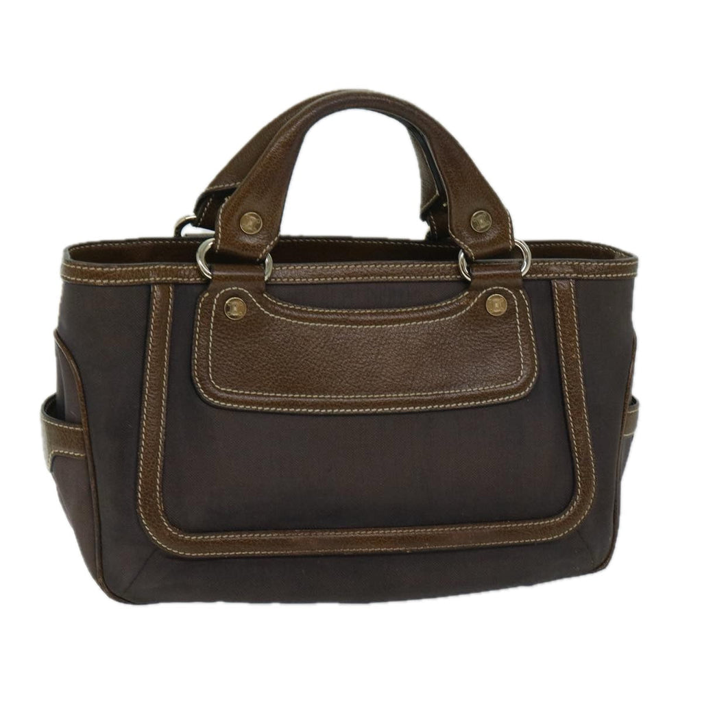 CELINE Hand Bag Canvas Brown  11179