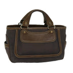 CELINE Hand Bag Canvas Brown  11179