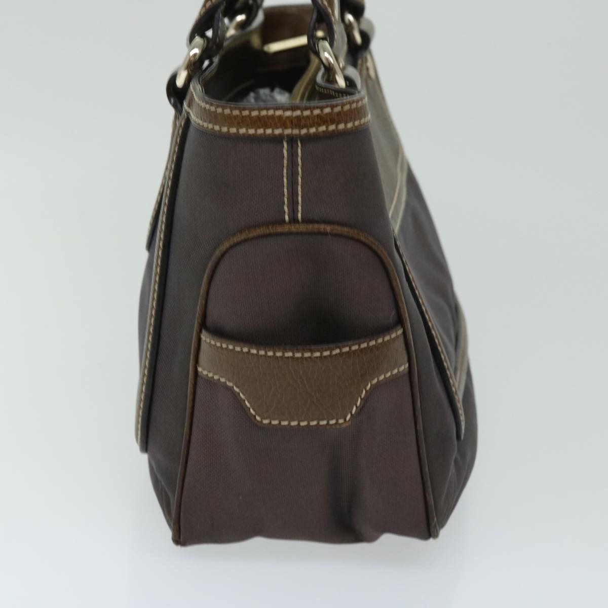 CELINE Hand Bag Canvas Brown  11179