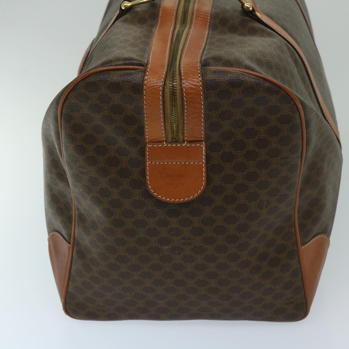 CELINE Macadam Canvas Boston Bag PVC Leather Brown  11190