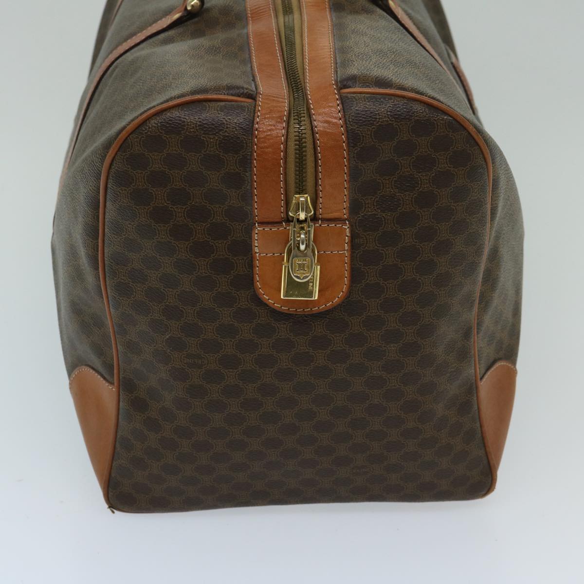 CELINE Macadam Canvas Boston Bag PVC Leather Brown  11190