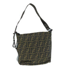 FENDI Zucca Canvas Shoulder Bag Black Brownbs11305